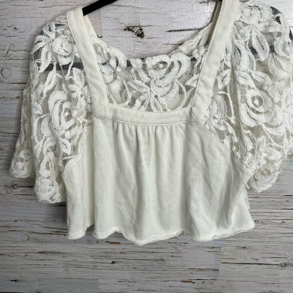 We the free people white crop blouse lace size small - Picture 10 of 12